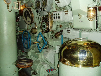 Submarine U3. The helm and planes maneuver.