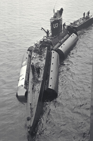 Submarine U3 under tow.