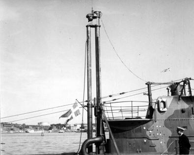 HMS Draken testing the snort from U3503.